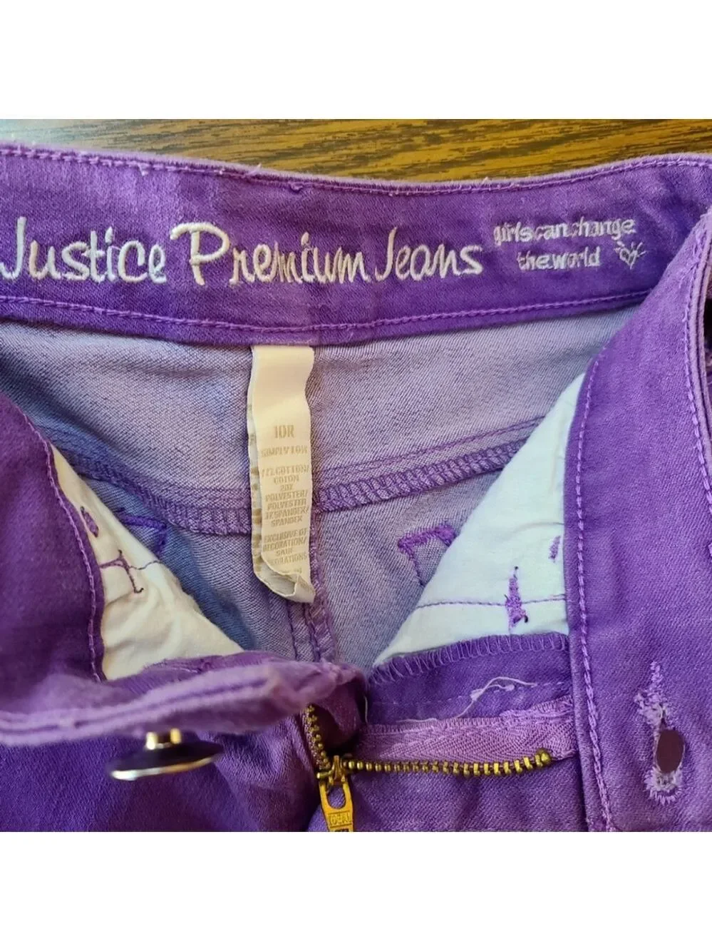 Justice Purple Girls Jeans 10R Ankle Zipper